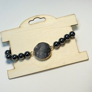 Handmade natural gemstone and seed beads bracelet